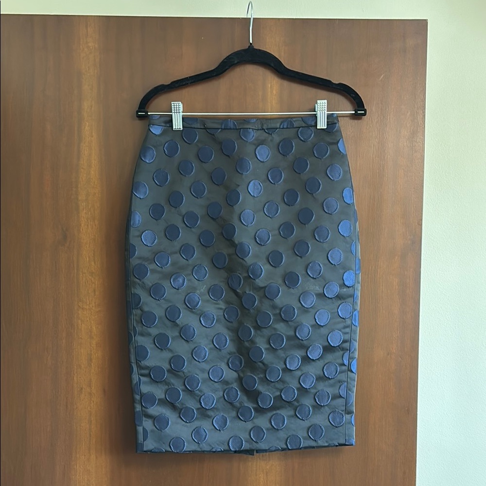 J. Crew jcrew blue Polka Dot pencil skirt knee length